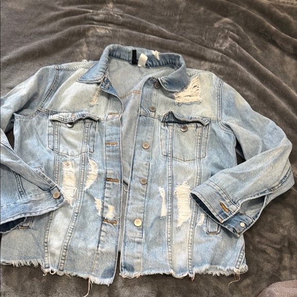 Divided Ripped Light Blue Jean Jacket - Picture 2 of 4